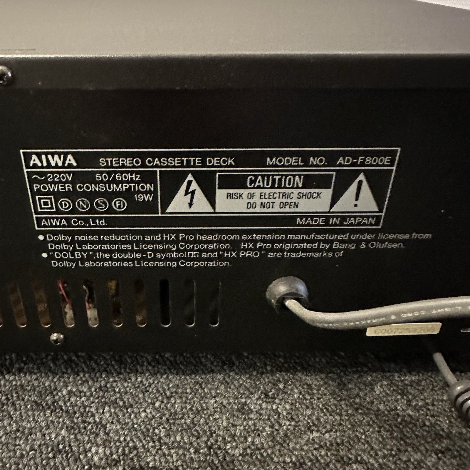 AIWA AD-F800 3 HEAD STEREO CASSETTE DECK PC-OCC 220V EU AD F800E Made In Japan8
