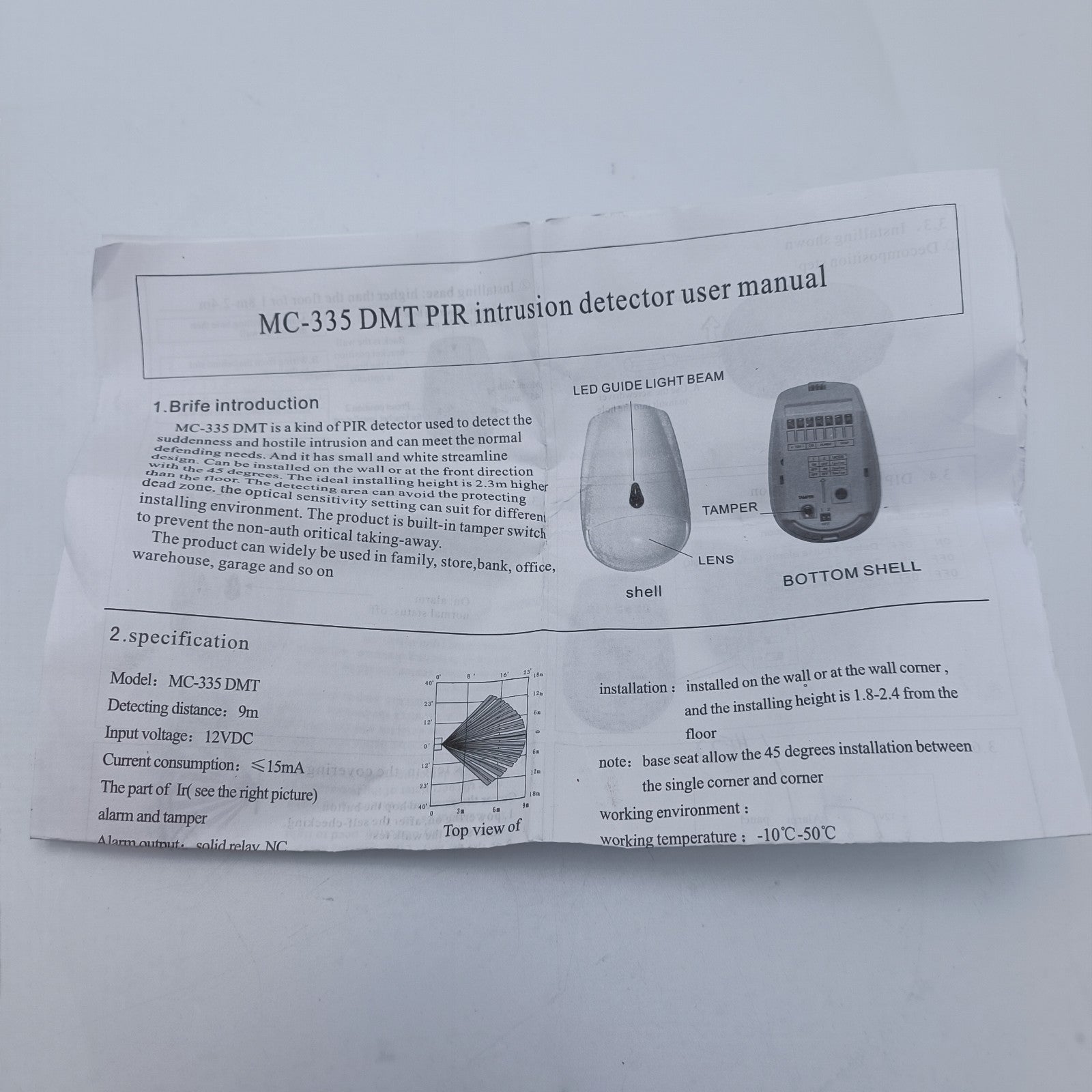 MC-335 DMT PIR Intrusion Detector Motion Sensor 12V – Boxed w/ Manual  Mount7