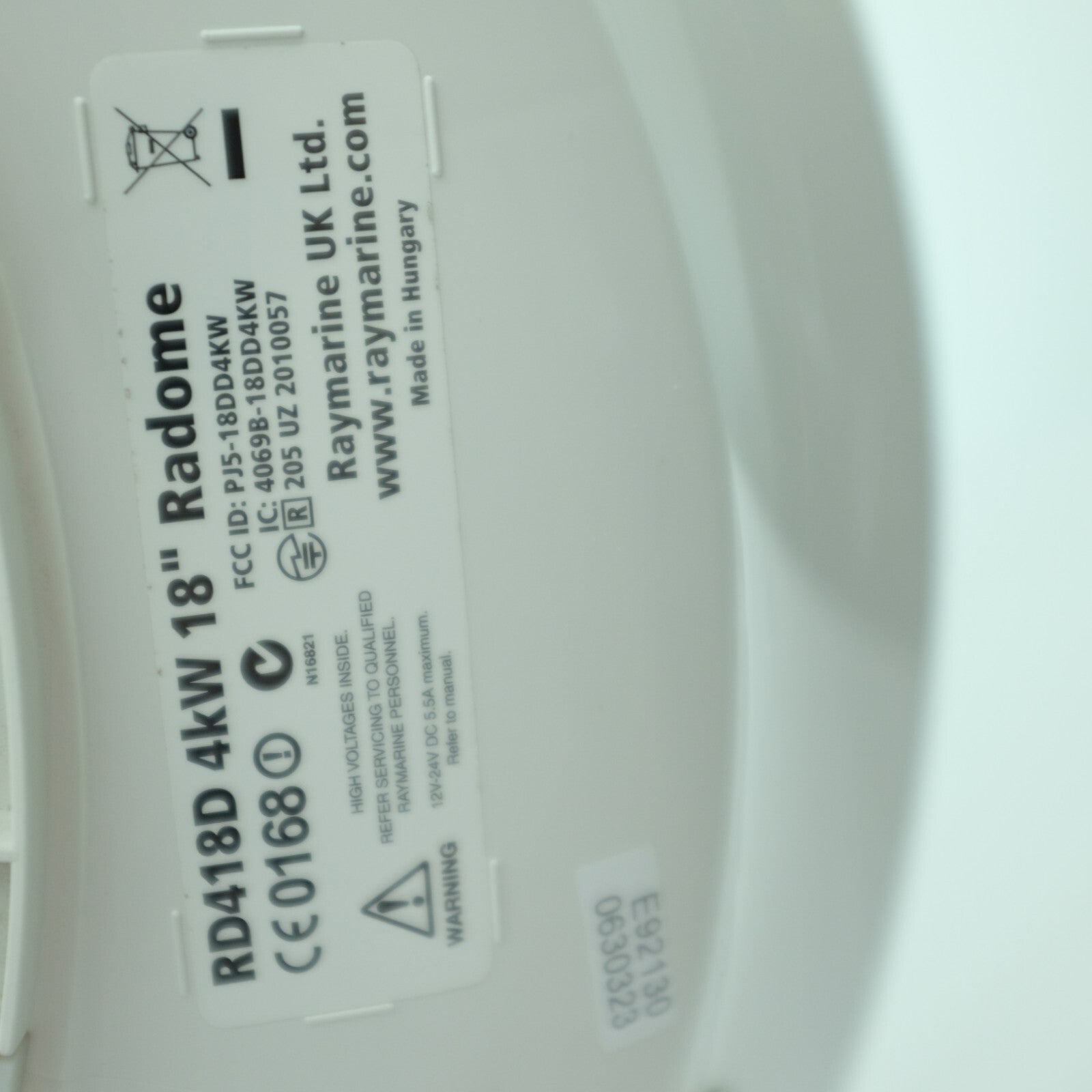 Raymarine RD418D 4KW 18'' Digital Radar Radome Scanner E92130 Low h Magnetron6