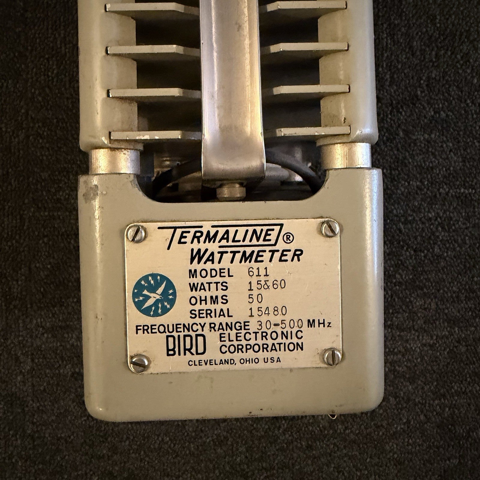 Bird 611 Termaline RF Wattmeter 30-500MHz 50Ω 15/60W Vintage Power Meter USA2