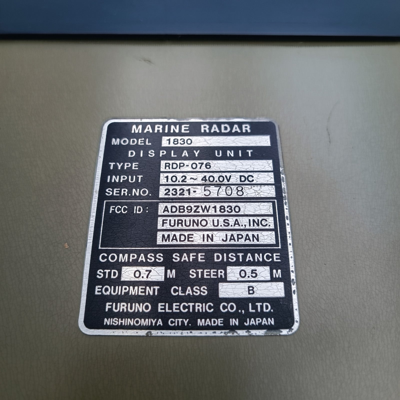 Furuno 1830 Marine Radar Display Unit Type RDP-076 10-40V CRT RDP 0768