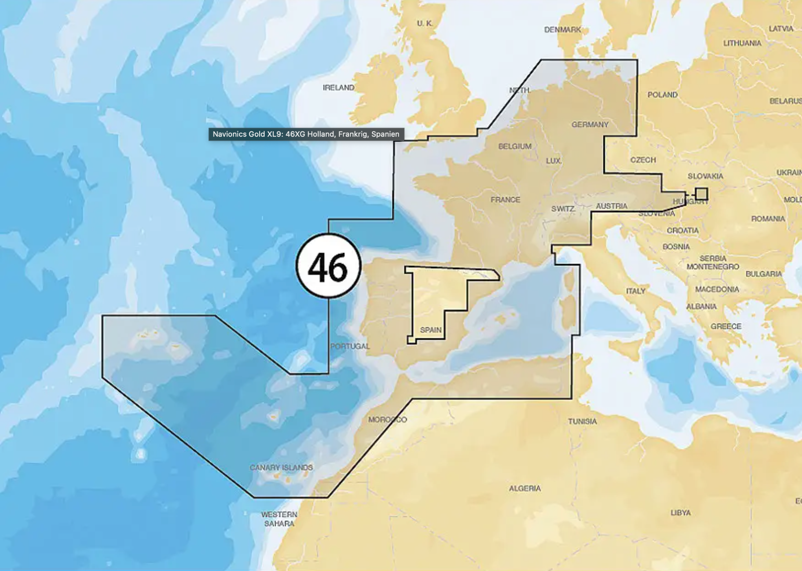 NAVIONICS 26G Central West Europe CF Card Marine Chart 128Mb Raymarine C120 E1202