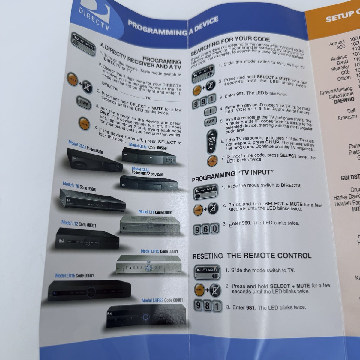DIRECTV RC65L Universal IR Remote Control f/ Satellite Receiver TV w/ Manual8